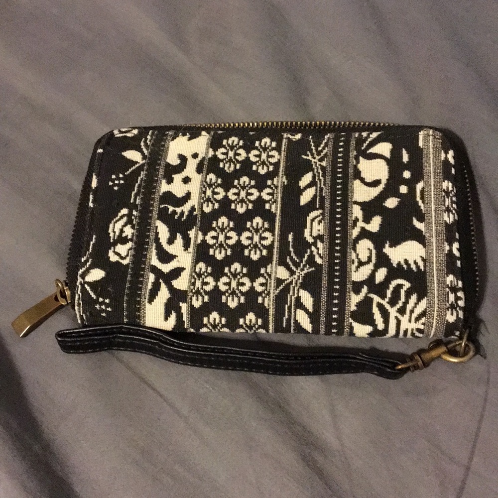 Boho black and white wallet.